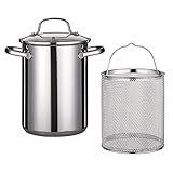 Spargeltopf Kochtopf Nudeltopf 4,1l - Topf zum Kochen von Spargel oder Spaghetti - aus Edelstahl mit Siebeinsatz - BPA-frei spü