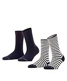 ESPRIT Damen Sporty Stripe 2-Pack W SO Hausschuh-Socken, Blau (Marine 6120), 39-42 (2er Pack)
