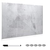 Navaris Magnettafel Memoboard aus Glas - Magnetwand 60x40 cm zum Beschriften - Magnetische Tafel inkl. Magnete Stift Halterung - Beton Optik Desig