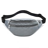 MOCE Gürteltasche für Damen und Herren, modisch, wasserabweisend, Hüfttasche mit verstellbarem Gürtel für Reisen, Wandern, Laufen, Outdoor-Sport., Grau-2,