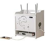 YLKCU Router-Aufbewahrungsbox WiFi-Router-Halterung Set-Top-Set-Top-Box mit 3 Ebenen Unterstützt Heim- und Büro-WLAN-Router Einstellbare Kabelbox Spielkonsolen, TV-Zubehö