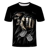 Wijider Kurzarmhemden Herren，Unisex T-Shirt 3D-Gedrucktes Skelett-Sensenmann-Muster ， Kurzarm-Oberteile Für Herren T-Shirts Sommer Atmungsaktives T-Shirt-XXXXL