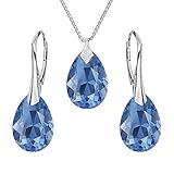 Beforya Paris - Birne - Schmuck-Set - Viele Farben - Silber 925 Schön Damen Schmuckset mit Kristallen von Swarovski Elements - Wunderbare Schmuckset mit Geschenkbox PIN/75 (Sapphire)