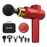 Massagepistole, Massage gun, Muskelmassagepistole-GEKER Massagepistole für Sportler, Tiefenmassagepistole mit 5 Geschwindigkeiten 6 Köpfe für das Fitnessstudio nach der Trainingserholung (Rot)