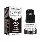 Wimpernkleber,Wimperverlängerung,Lashes Adhesive,Eyelash glue,Super Quick Dry Wimpern-Kleber,Eyelash Extension Glue,Trocknungszeit 1-2 Sek,Schwarz 5g