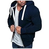 Mantel Herren Frühling und Herbst neue Herren einfarbig Strickjacke mit Kapuze Fleece Freizeitmantel Cardigan Kapuzen-Fleecejack