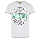 VfL Wolfsburg T-Shirt weiss 'Die Wölfe' großer Brustprint Kollektion 17/18 100% Baumwolle (Größe S - 4XL) (L) …