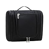 FRECHRS Kulturbeutel, Hängende Kulturtaschen für Damen und Herren mit Haken, Große Kapazität Kosmetiktaschen für Reisen, Tragbare Wasserdichte Dusche Make-up Tasche, Dopp Kit Rasiertasche, schwarz,