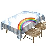 Morbuy Tischdecke Rechteckig Abwaschbar, 3D Karikatur Drucken Tischdecken Wasserdicht Abwischbar Lotuseffekt Tischtuch für Dekoration Küchentisch Garten Outdoor (Regenbogen,150x300cm)