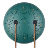 KUD Steel Tongue Drum, 12 Zoll 13 Tone C-Dur Zungentrommel Ätherische Trommel Stahl Handpan Drum Schlagzeug Instrument mit Trommelschlägeln Tragetasche für Meditation Yoga Klangheilung