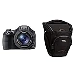 Sony DSC-HX400V Digitalkamera (20.4 Megapixel, 50-fach opt. Zoom, 7,5 cm (3 Zoll), WiFi/NFC) schwarz & Amazon Basics SLR-Schultertasche (schwarz)