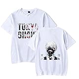 Jyysynj Anime Tokyo Ghoul Merch Tokyo Ghoul Ken Kaneki T-Shirt Lustige Unisex Tops, weiß, XX-S
