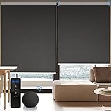 Xixingji Elektrisches Rollo mit Fernbedienung&Motor, Smart Rollo mit Kassetten für Tür, Alexa&Google Home kompatibel, Alexa Rolladen für Büro Wohnhaus, 100% Verdunkelung, nach Maß, Dunkelg