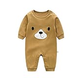 Baby Bodys Langarm Strampler Jumpsuit Baumwolle Schlafanzug Onesies Overall Neugeborene Onesies Babykleidung Geschenk Jungen Mädchen 12-18 Monate,Braunb