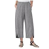 Damen Leinenhose Sommerhose Jogginghose YogahoseLange Loose Leicht Freizeithose Strand Hosen Lässige Casual Strandhose Beach Pants Loose Fit Sweathose Straight Bein H