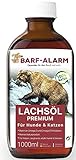 barf-alarm Premium Lachsöl für Hunde 1 Liter mit Omega 3 und Omega 6 Fettsäuren – Fischöl für den Hund & Katze – Barf Lachs für Welpen Adulte Senioren, Katzen & Sp