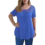 XTBFOOJ Blusenkleider Damen Tunika Rosa Blusenkleid Knielang Grose Grosen Oberteile Hemdbluse Spitze Tank Tops Herren Sommer Blusen Outdoor Bunte Tunika Bluse Royalblau TüRkis Oberteile äR