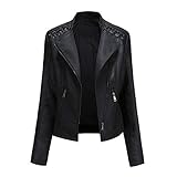 Alueeu Lederjacke Damen Schwarz Kurz Bomberjacke Frauen Jacket Kurz Bikerjacke Damen Schwarz Vintage Kunstlederjacke Motorradjacke Weinrot Elegant Winterjacke Motorrad Jacke W