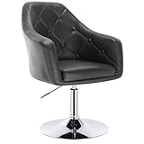 WOLTU® BH104sz 1x Barsessel Loungesessel, stufenlose Höhenverstellung, verchromter Stahl, Kunstleder, gut gepolsterte Sitzfläche mit Armlehne und Rücklehne, Schw