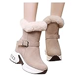 Geilisungren Schneestiefel Damen Wasserdicht Gefüttert Damen Stiefeletten Absatz Plateau Stiefel Seitlicher Reißverschluss Damenstiefel Kurz Ankle Boots Keilabsatz Gefüttert Plattform Frauen S