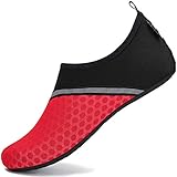 SAGUARO Unisex Badeschuhe Schwimmschuhe Männer Frauen Wassersportschuhe Tauchschuhe, Schnell Trocknend rutschfest Leicht für Kajakfahren Windsurfen, Rot 42/43