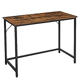 VASAGLE Schreibtisch, Computertisch, schmaler Bürotisch, 100 x 50 x 75 cm, Arbeitszimmer, Homeoffice, Büro, einfacher Aufbau, Metall, Industrie-Design, vintagebraun-schwarz LWD41X