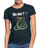 Spreadshirt Die DREI Fragezeichen und die singende Schlange Frauen T-Shirt, XXL, Navy
