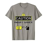 Caution Angry Gamer Game Over Funny Video Gaming Controller T-S