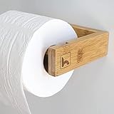 HENNEZ Toilettenpapierhalter Holz Bambus, Klopapierhalter ohne Bohren, Klorollenhalter WC Rollenhalter Toilettenpapier Halter - Toilet Paper Holder - Toilettenrollenhalter Holz - Bad Zubehör Bamb