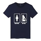 FAKDR Unisex 3D-Druck My Wife T-Shirt Halber Ärmel,Geeignet Für Männer, Frauen,Erwachsene Rundhals-T-Shirt,Sommerkleidung,Freizeitkleidung,Blau,XXXL