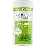 penta-sense Anti Karies Lutschpastillen mit Xylit – Pastillen für die optimale Zahnpflege mit Pfefferminz Geschmack – 1 x Dose je 135