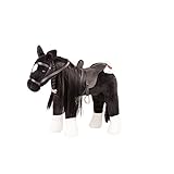 Götz 3402783 Kämmpferd Rappe Puppe - großes Plüschpferd für Stehpuppen - Stockmaß 37 cm - 52 cm großes schwarzes und biegsames Pferd mit Zaumzeug und S