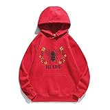 Frauen Hoodie Bee Kind Gedruckt Hoodies Frauen Fleece Langarm Lose Sweatshirt mit Hut Mädchen Pullover Frühling Herbst Winter Gr. Large,