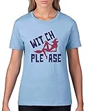 Comedy Shirts - Witch Please - Damen T-Shirt - Hellblau/Lila-Fuchsia Gr. L