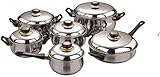 XINWAN Set von Töpfen und Pfannen Edelstahl Set 6 Stück Edelstahltopf & Pan Safety Wade Lageret Kaution, Auflauf, Auflauf, Kasserolle, Pfanne mit Glasdeck