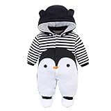 Baby Overall Mit Kapuze Footies Strampler Schneeanzüge Karikatur Jumpsuit Unisex Winter Kleidungsset, 6-9 M