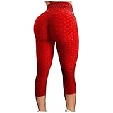 vijTIAN difine Damen Push Up Leggings Honeycomb Blickdicht Yoga-Hose Sporthose Frauen Hohe Taille Geraffte Hintern Heben Fitnesshose Lange Leggings mit Bauchkontrolle Slim Fit Sportleggings für Gy