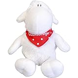 Sheepworld - 45563 - Schaf mit Halstuch Glücksbringer, ca. 18 cm, sitzend!!!, weich und flauschig Plüschtier, 100% Polyester, Weiß/R
