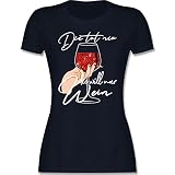 Frauen Geschenk Damen - Die TUT nix die Will nur Wein - Glitzereffekt - weiß - L - Navy Blau - L191 - L191 - Tailliertes Tshirt für Damen und Frauen T-S