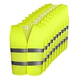 AthLike Warnwesten Set für Auto Unfallweste PKW Sicherheitsweste Pannenweste 360° Reflektierend Warnweste(XXXL Gelb)