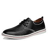 Herren Echtleder Loafer Casual Sommer Schuhe Mode Fahren Kleid Schuhe, Schwarz (schwarz), 44.5 EU