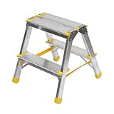Aluminium Trittleiter, beidseitig begehbar, 2x2 Stufen, 150kg Trag