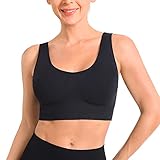 OUDOTA Damen Sport BH Große Brust Push up Starker Halt Bequem Sport-BH mit Polster Yoga Bra Wohlfühl Bustier Top für Fitness Training Joggen Schwarz XXL