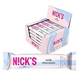 NICKS Milchschokolade Riegel ohne Zuckerzusatz, Low carb, Glutenfrei (24 x 25g)