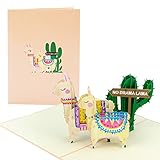 Karte zum Geburtstag No Drama Lama |witzig, lustig I Geburtstagskarte mit 3D Kaktus, Lama, Alpaka| Pop up Karte als Grußkarte, Glückwunschkarte oder Gutschein zum Geburtstag, G25