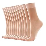 12 Paar High Ankle Nylon Socken Damen,Feinstrümpfe mit Komfortbund 20D In der Verpackungsbox