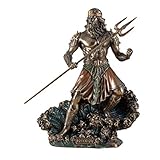 Veronese Figur Meeresgott Poseidon mit Dreizack auf Welle Statue Skulptur Meer Götter Neptun b