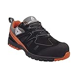 Delta Plus BROOKS3NO41 Halbschuhe aus Nubuk, Fettleder und Nylon-Mesh, S3 Hro SRC, Schwarz/Orange, Größe 41, 10 Stück