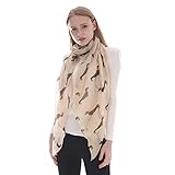 KAVINGKALY Damen Dackel Hundedruck Langer Schal Niedliche Animal Print Schals Wickelschal (Beige)