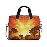 JNlover Laptoptasche mit Tiermotiv, Elefant, Sonnenuntergang, 40,6 cm (16 Zoll), tragbare Hülle, Aktentasche, Laptoptasche, Notebook, Computer, Tragetasche für Damen und H